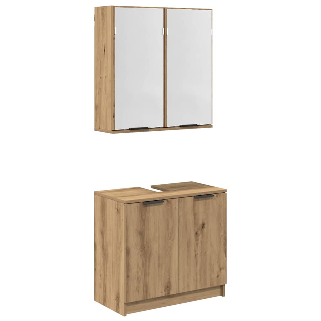 Bathroom Cabinet Set 2 pcs Artisan Oak Engineered Wood