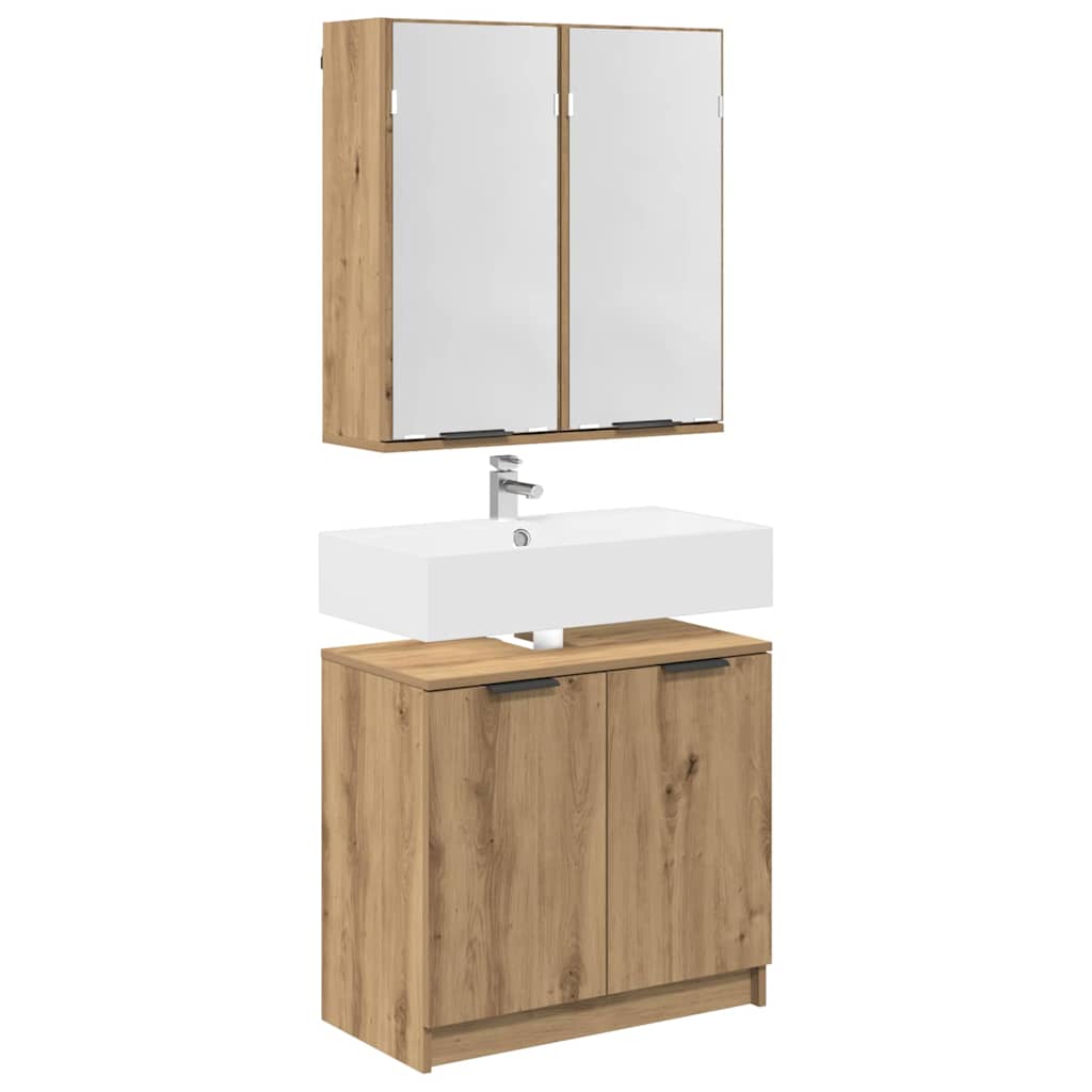 Bathroom Cabinet Set 2 pcs Artisan Oak Engineered Wood