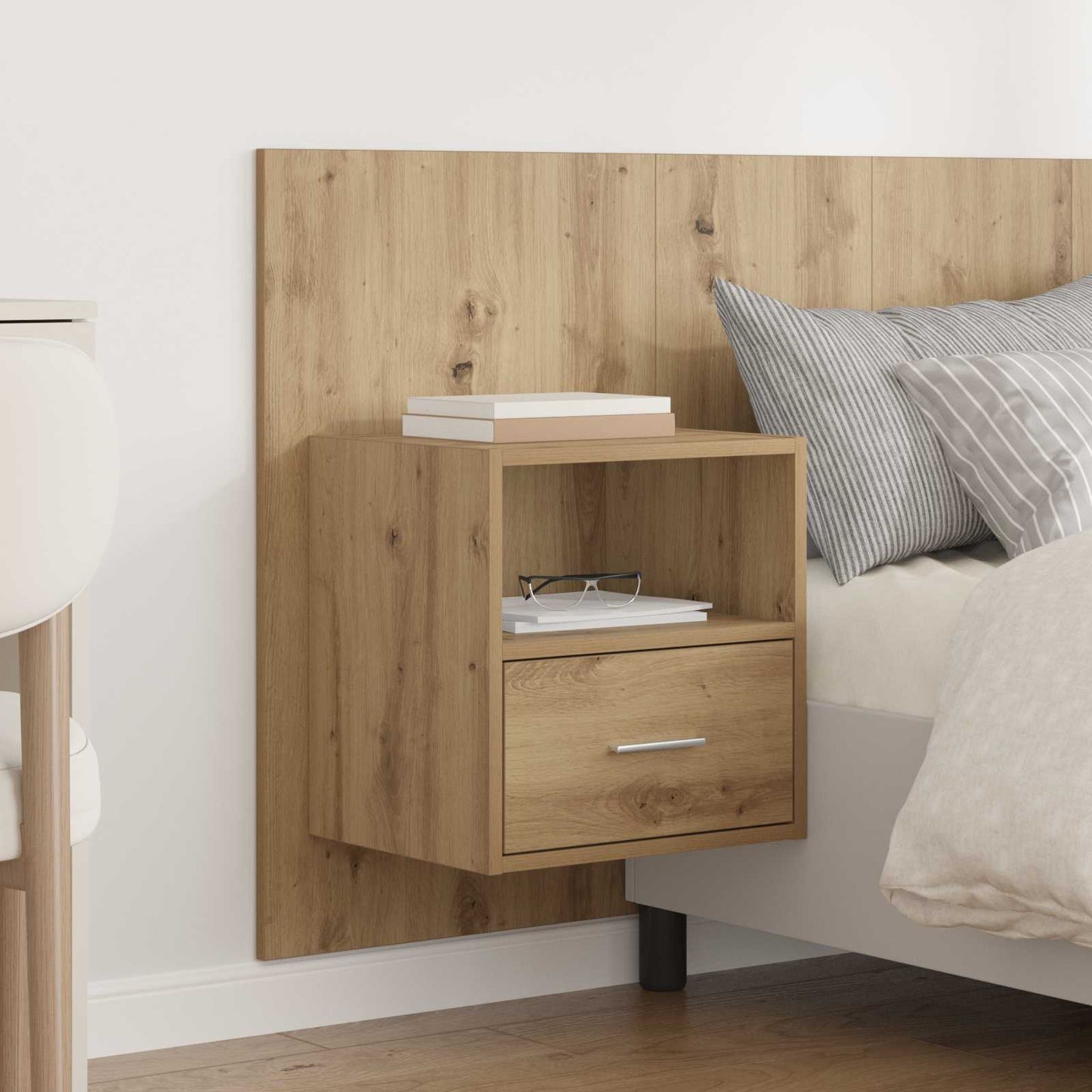 Headboard with Cabinet 3 pcs Artisan Oak Engineered Wood