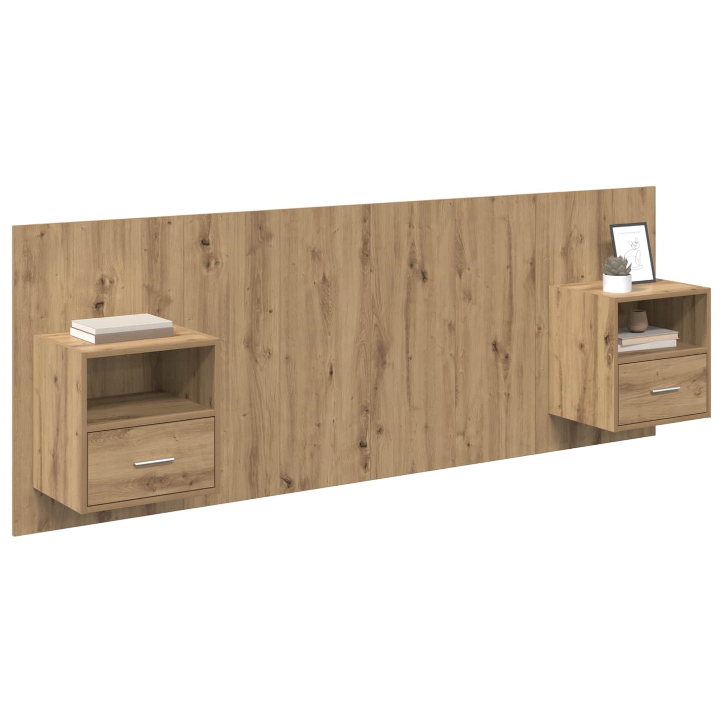 Headboard with Cabinet 3 pcs Artisan Oak Engineered Wood