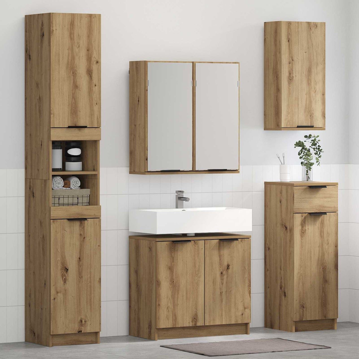 Bathroom Furniture Set 4 pcs Artisan Oak Engineered Wood