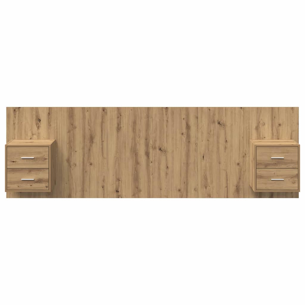 Headboard with Cabinet 3 pcs Artisan Oak Engineered Wood