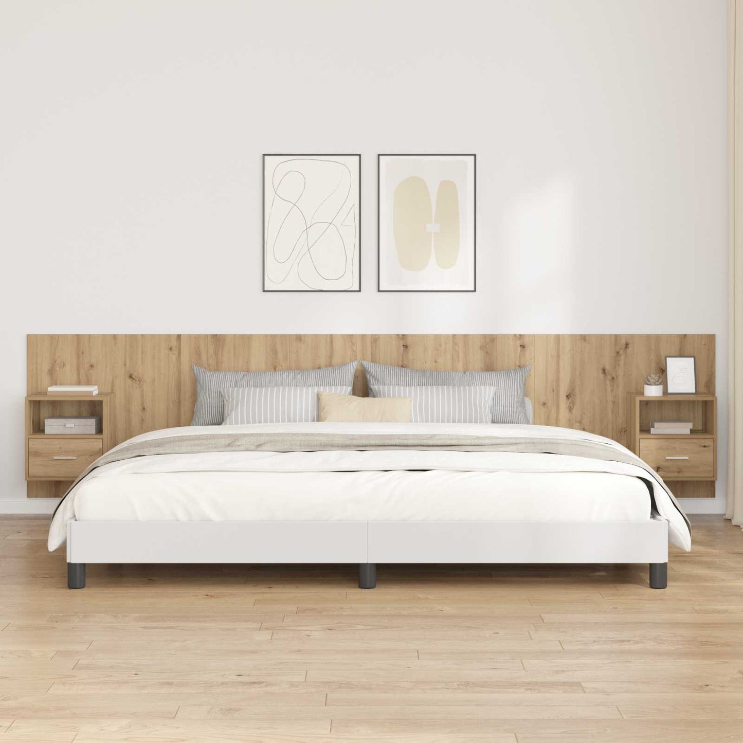 Headboard with Cabinet 3 pcs Artisan Oak Engineered Wood