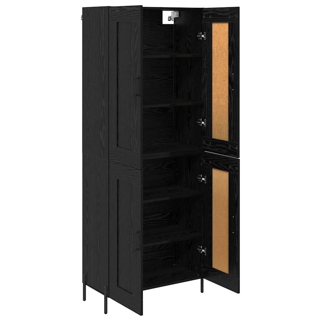 Highboard 2 pcs Black Oak Engineered Wood