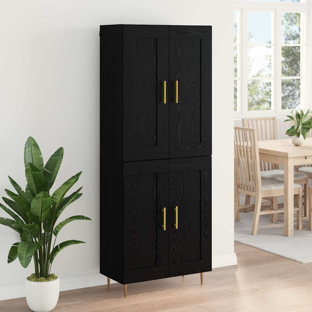 Highboard Black Oak 69.5 x 34 x 180 cm Engineered Wood