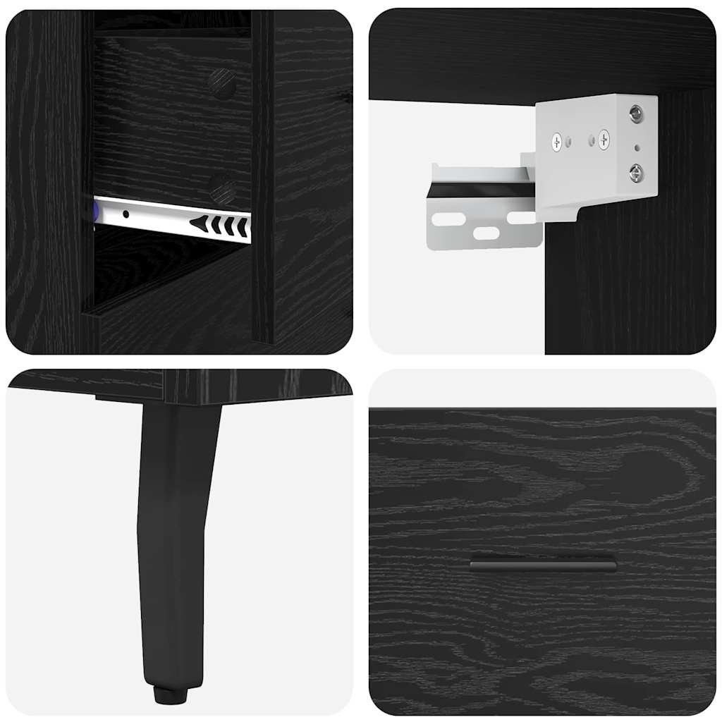Highboard with Drawer Black Oak 69.5 x 34 x 180 cm