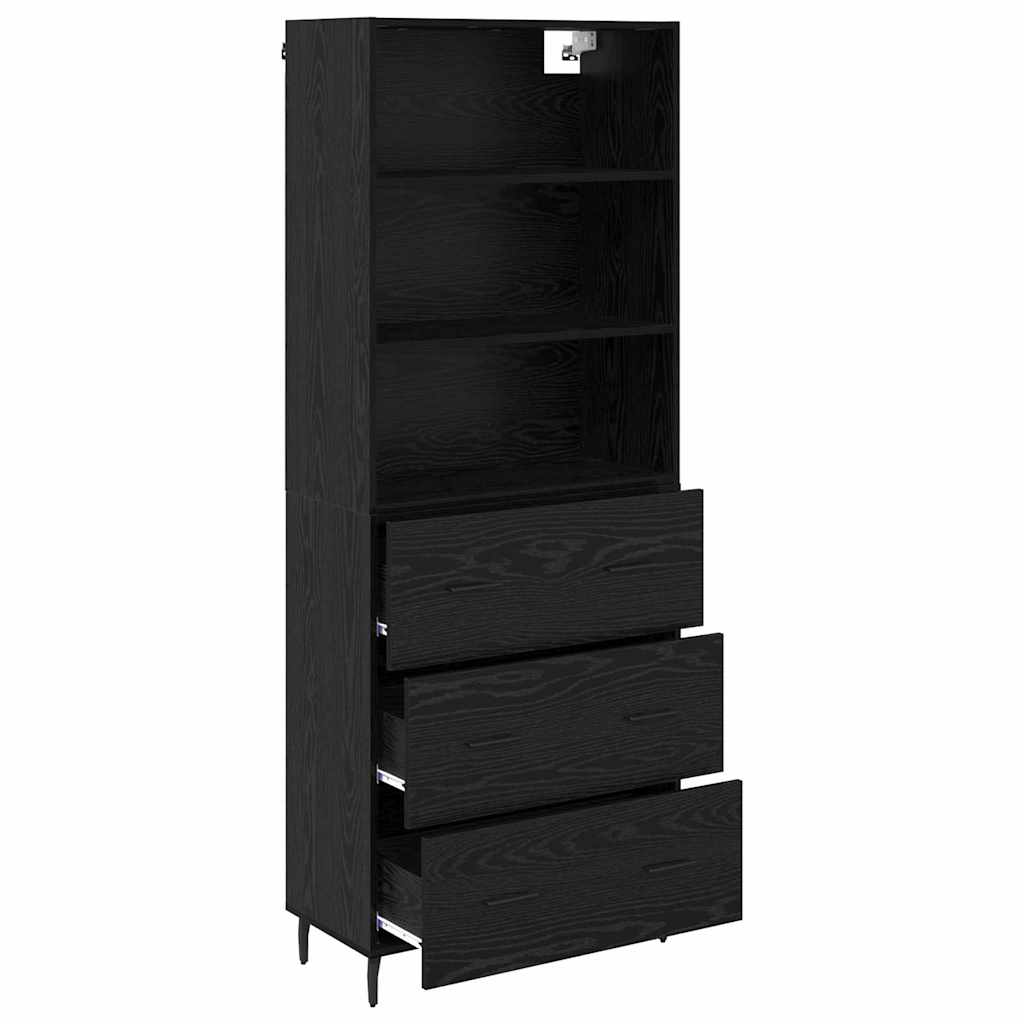 Highboard with Drawer Black Oak 69.5 x 34 x 180 cm