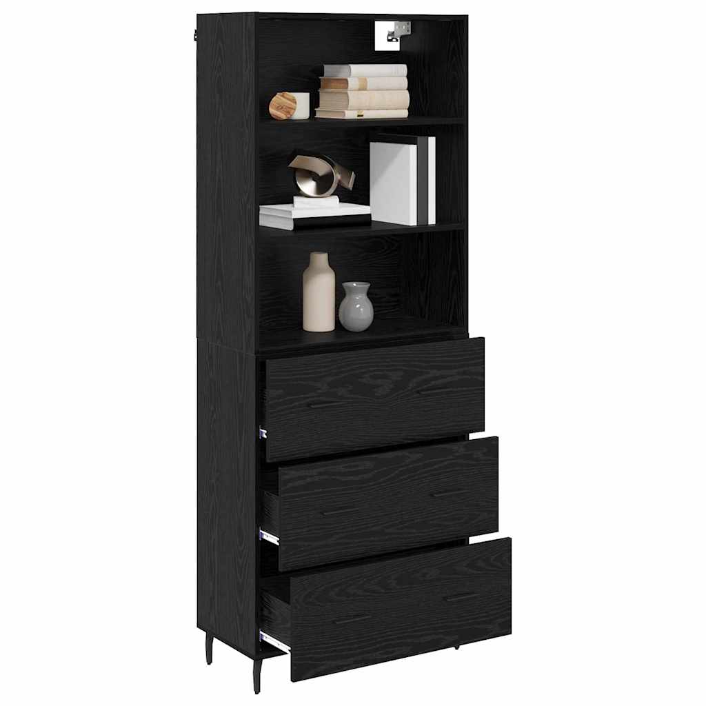 Highboard with Drawer Black Oak 69.5 x 34 x 180 cm