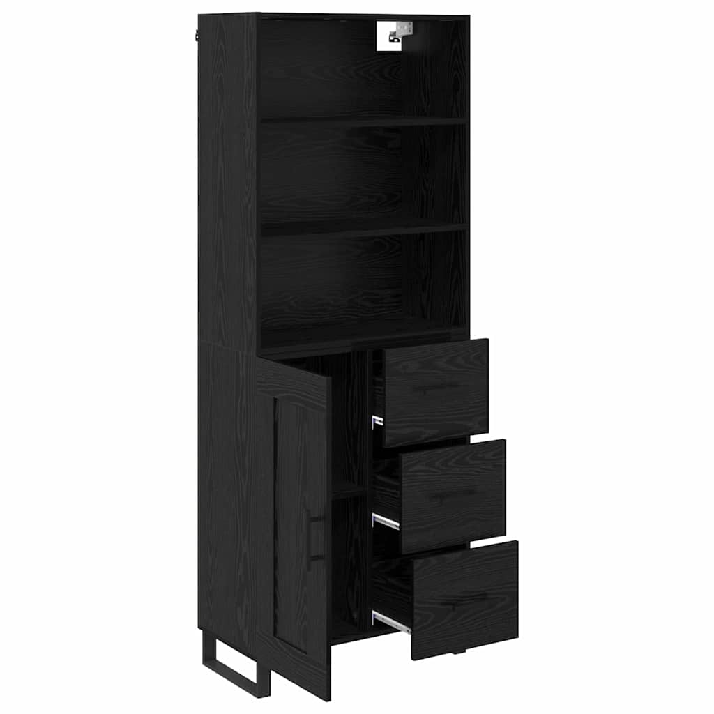 Highboard with Drawer 2 pcs Black Oak Engineered Wood
