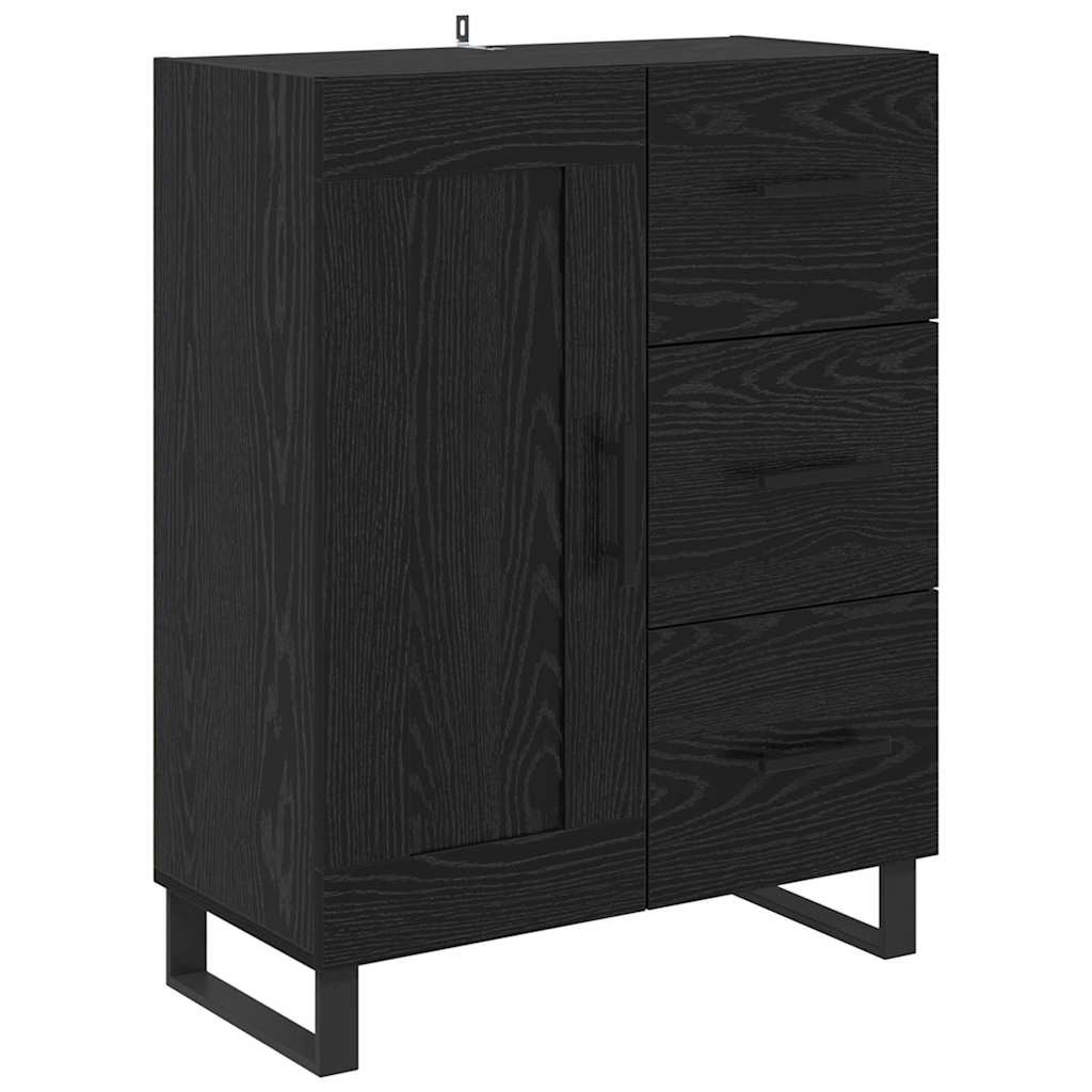 Highboard with Drawer 2 pcs Black Oak Engineered Wood