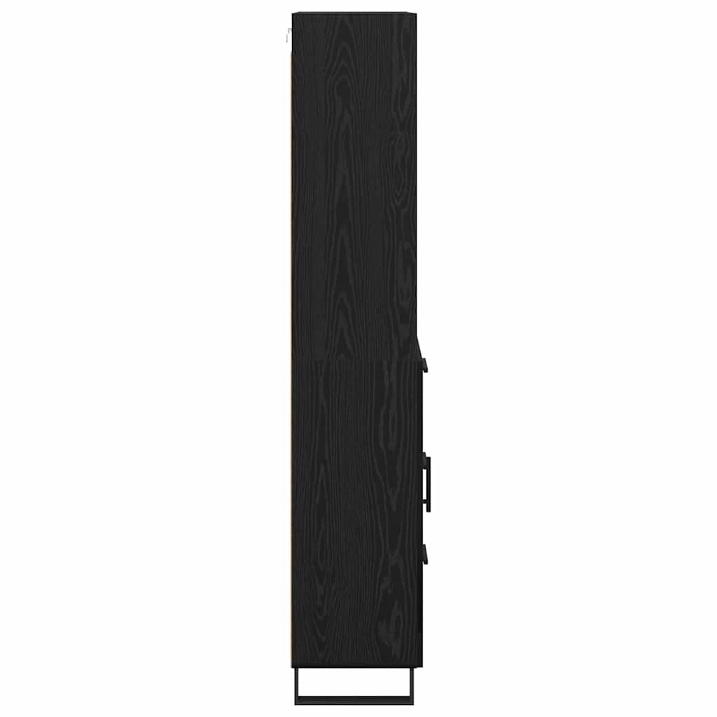Highboard with Drawer 2 pcs Black Oak Engineered Wood