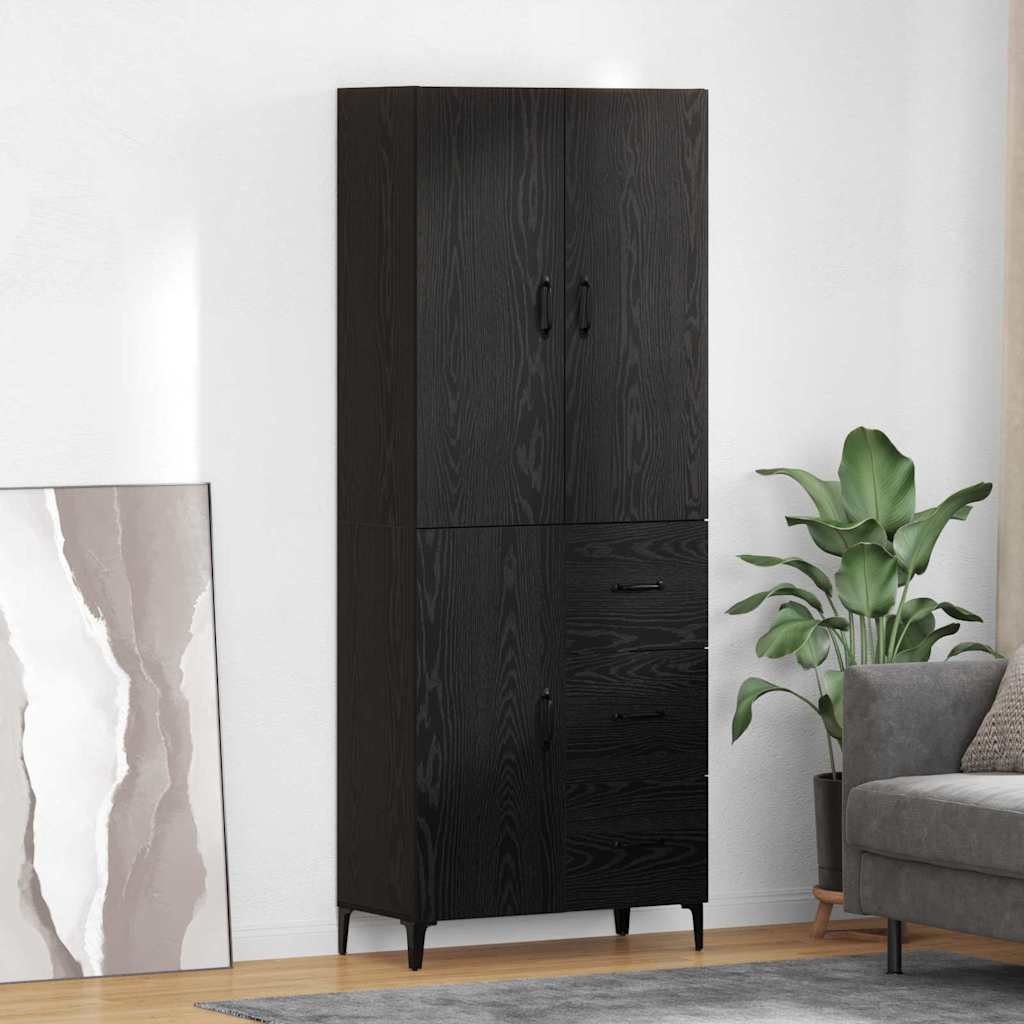 Highboard Black Oak 69.5 x 34 x 180 cm Engineered Wood