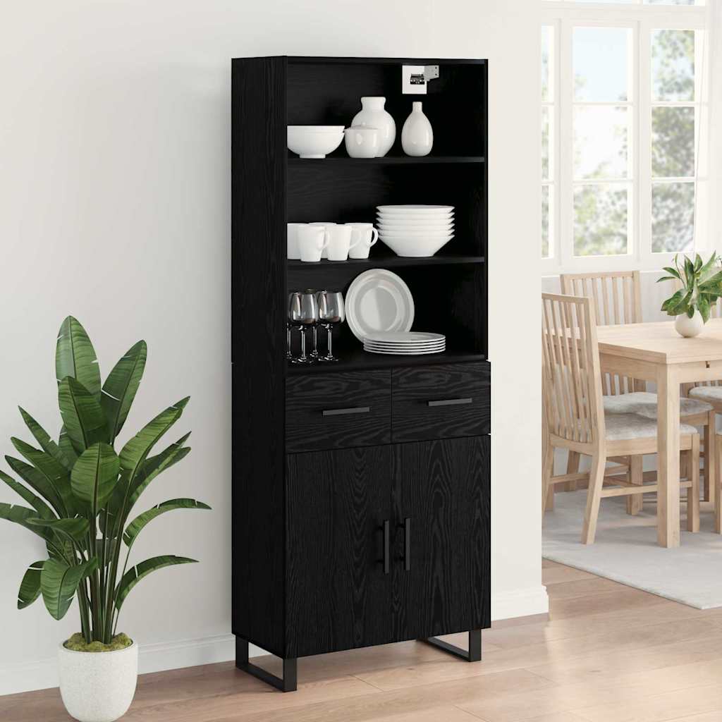 Highboard 2 pcs Black Oak 69.5 x 34 x 180 cm Engineered Wood