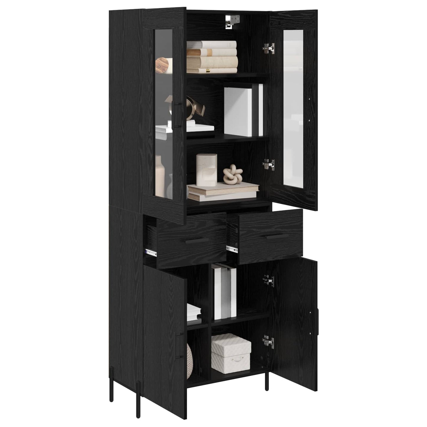 Highboard Black Oak 69.5 x 34 x 180 cm Engineered Wood