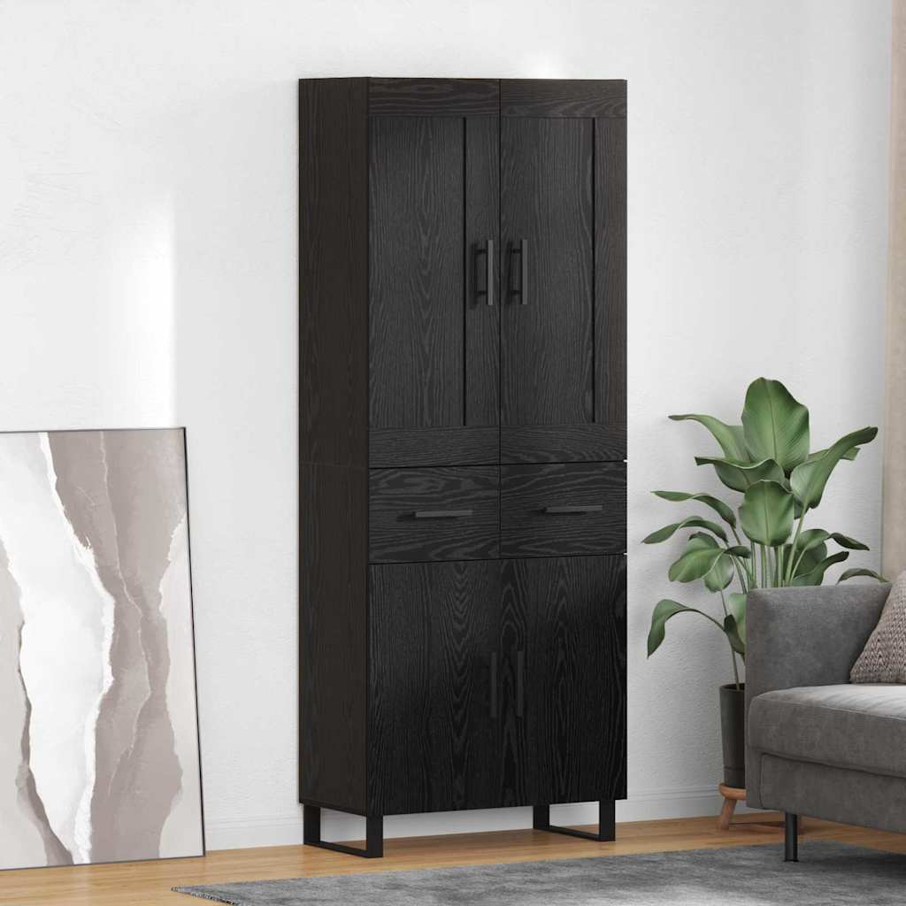 Highboard Black Oak 69.5 x 34 x 180 cm Engineered Wood