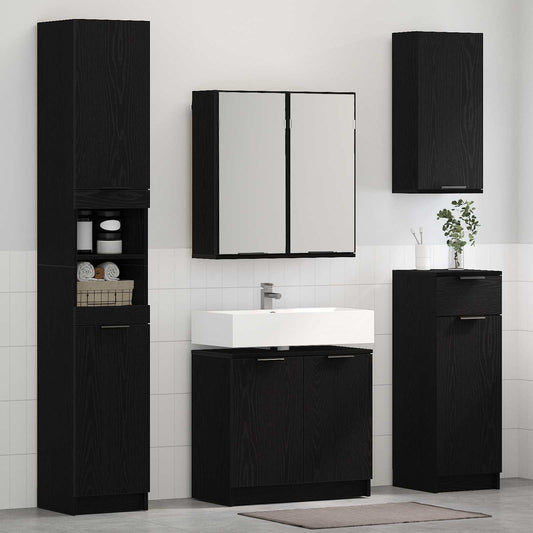 Bathroom Furniture Set 5 pcs Black Oak Engineered Wood
