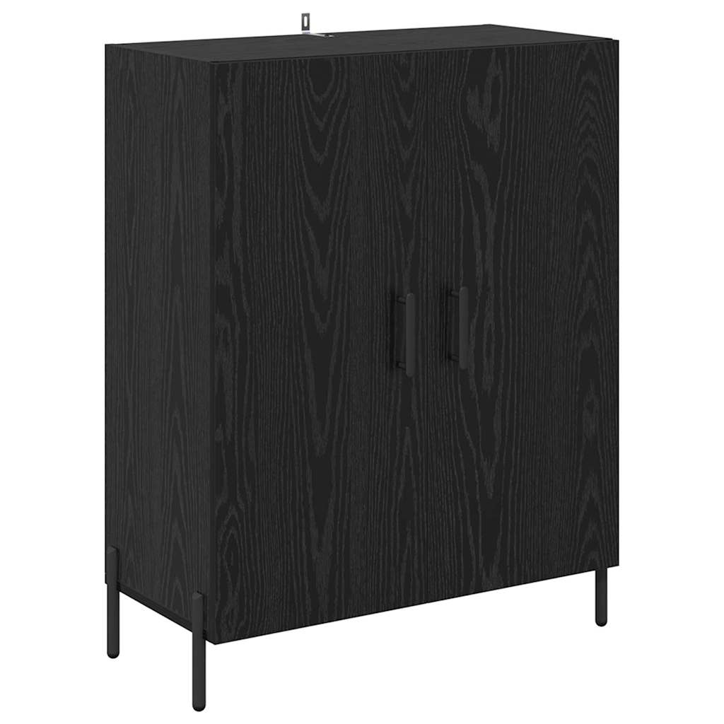 Highboard 2 pcs Black Oak Engineered Wood