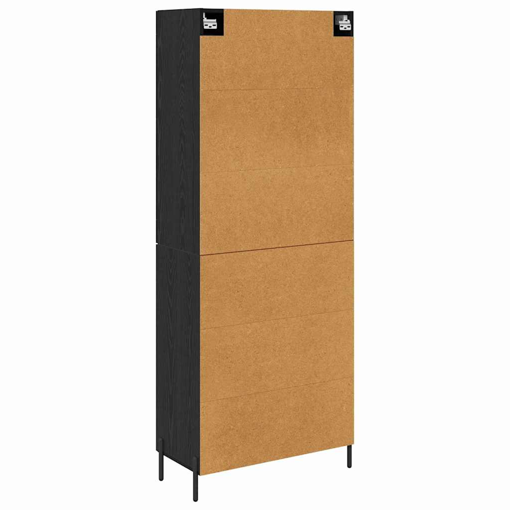 Highboard 2 pcs Black Oak Engineered Wood