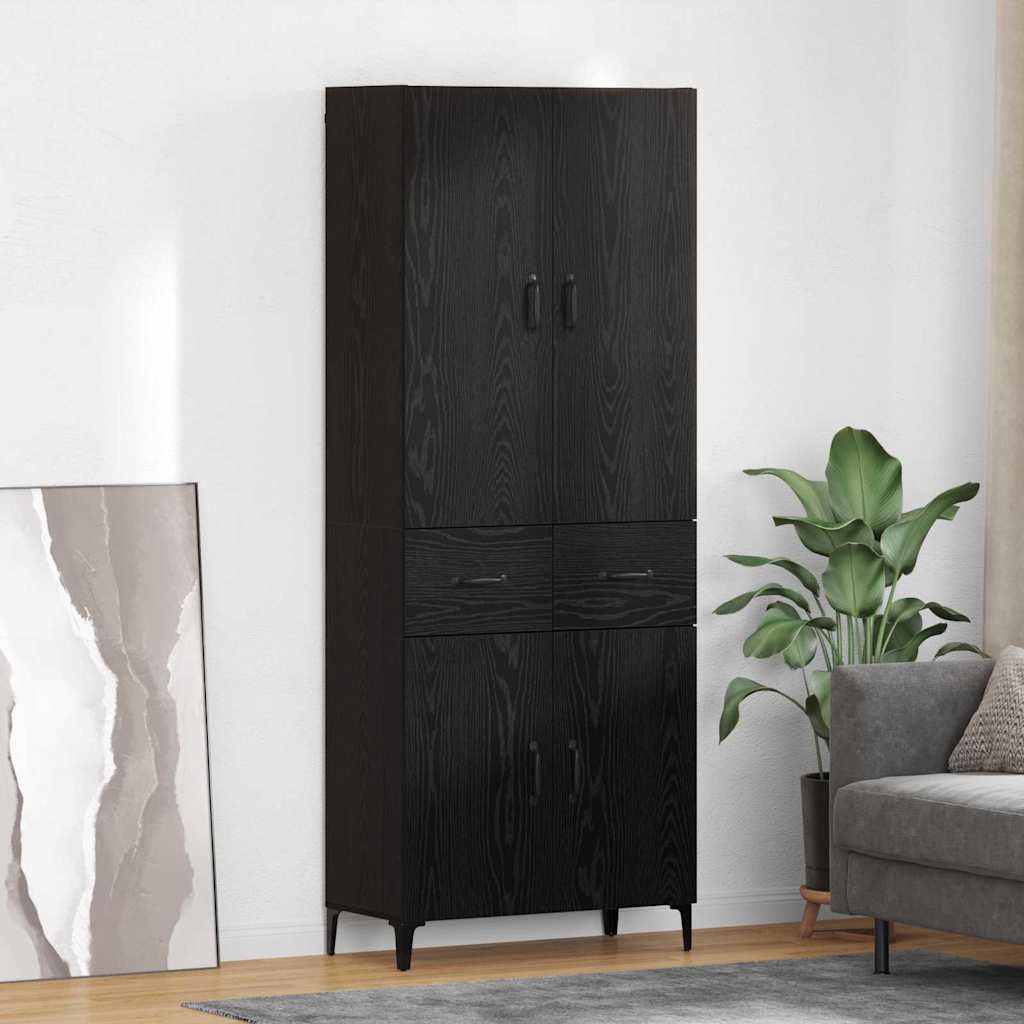 Highboard Black Oak 69.5 x 34 x 180 cm Engineered Wood