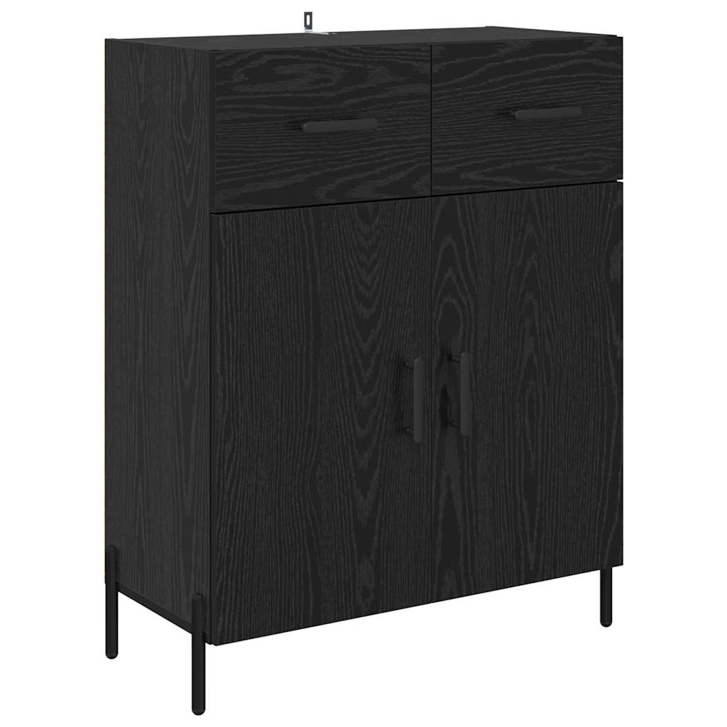 Highboard with Drawer 2 pcs Black Oak Engineered Wood