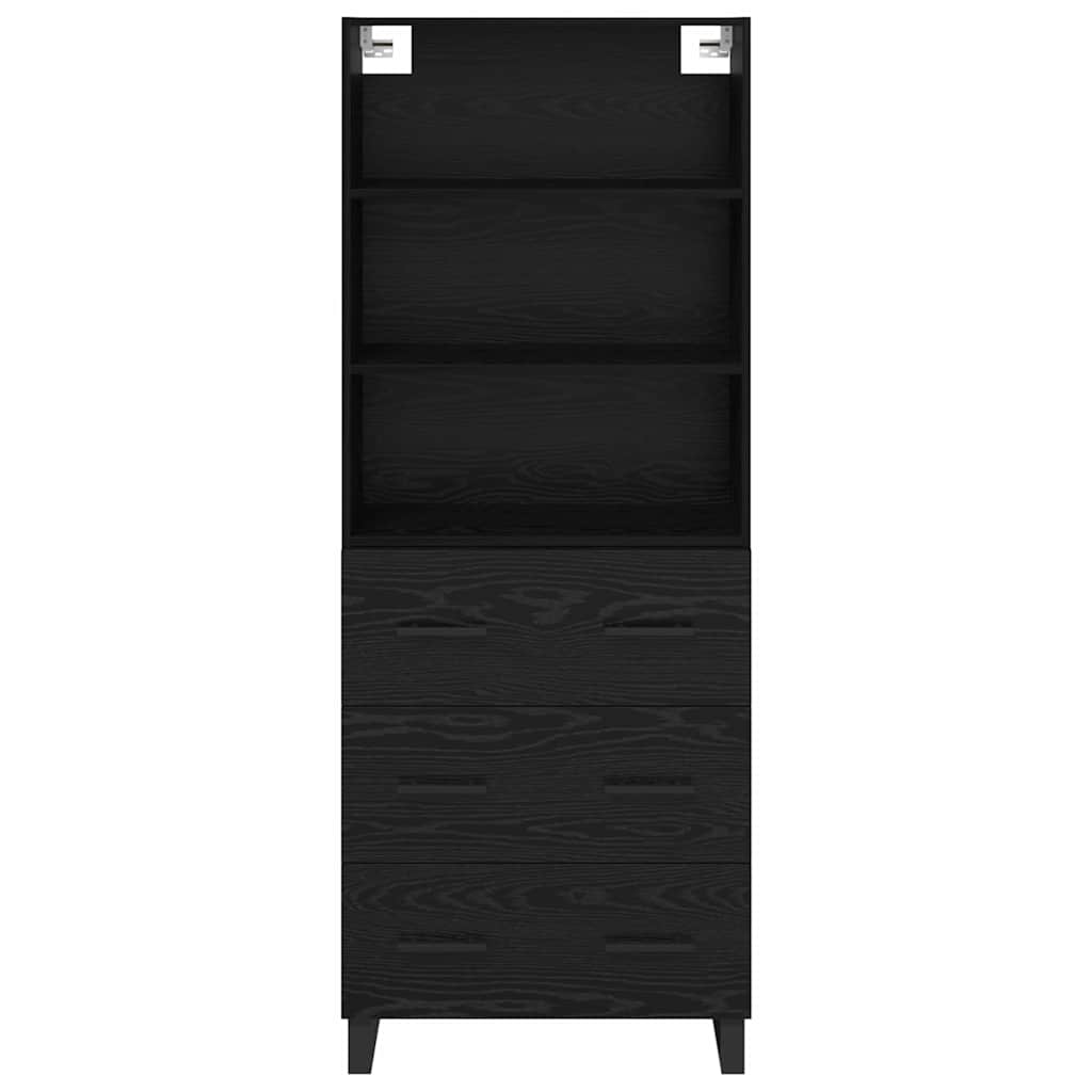 Highboard with Drawer 2 pcs Black Oak Engineered Wood