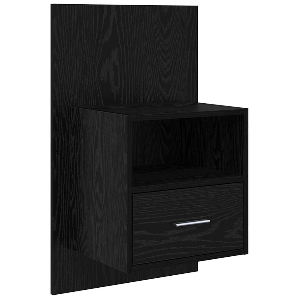 Headboard with Cabinet 3 pcs Black Oak Engineered Wood