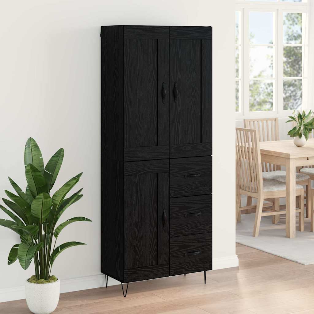 Highboard Black Oak 69.5 x 34 x 180 cm Engineered Wood
