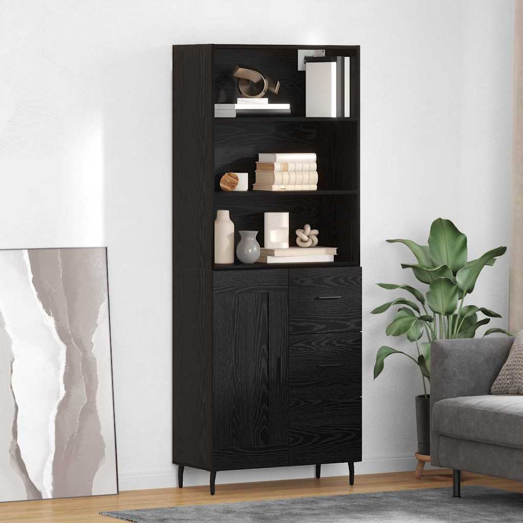 Highboard with Drawer Black Oak 69.5 x 34 x 180 cm