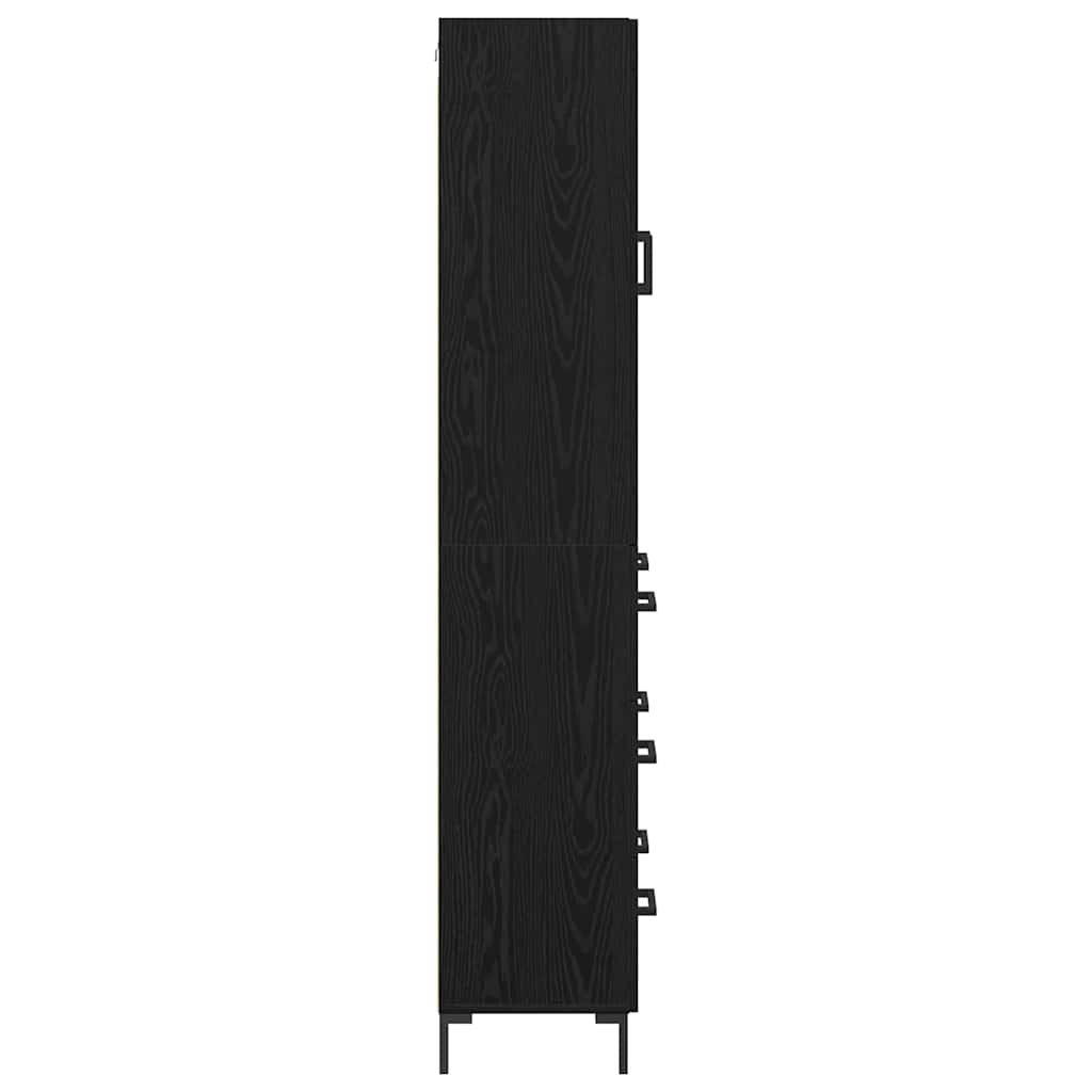 Highboard with Drawer 2 pcs Black Oak Engineered Wood