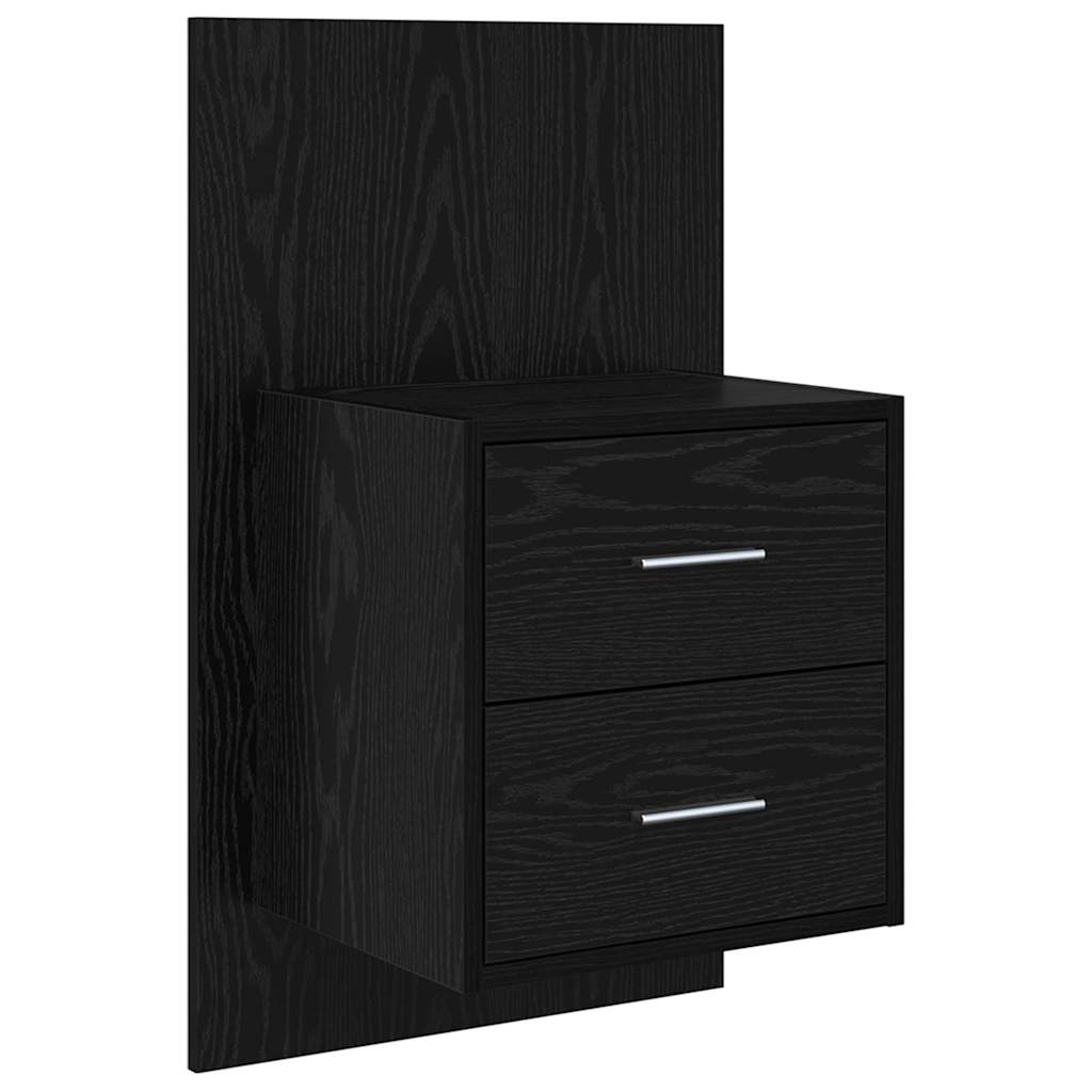 Headboard with Cabinet 3 pcs Black Oak Engineered Wood