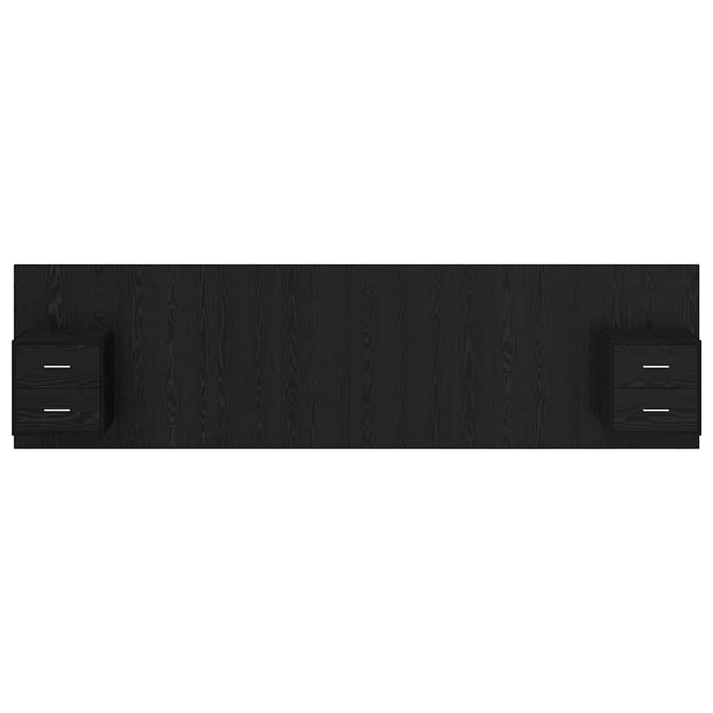 Headboard with Cabinet 3 pcs Black Oak Engineered Wood