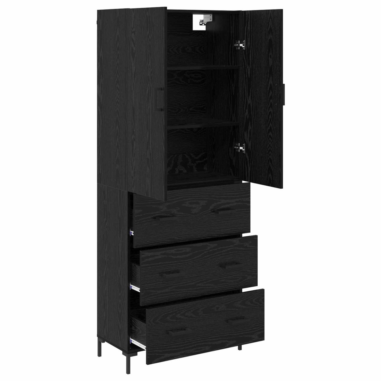 Highboard Black Oak 69.5 x 34 x 180 cm Engineered Wood