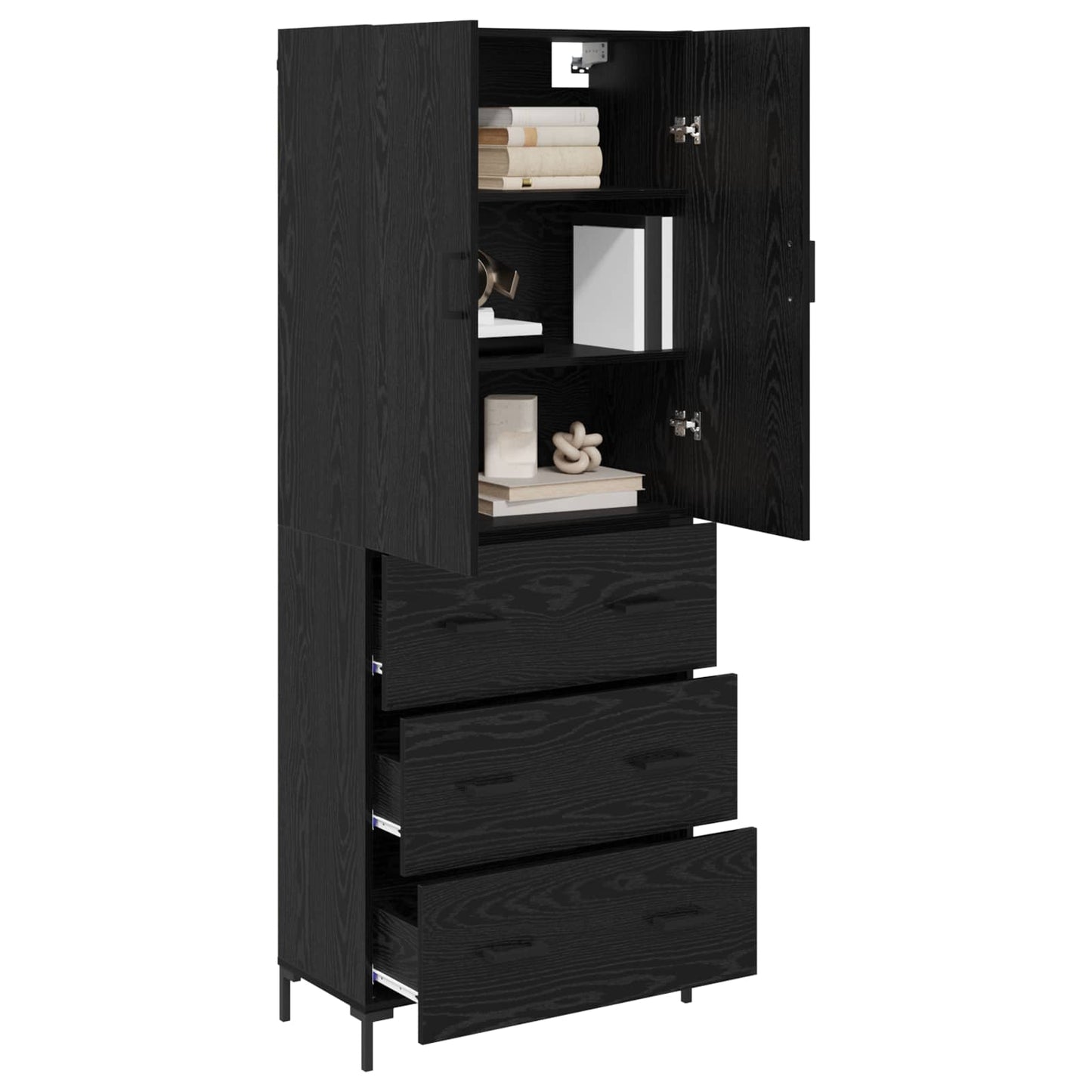 Highboard Black Oak 69.5 x 34 x 180 cm Engineered Wood