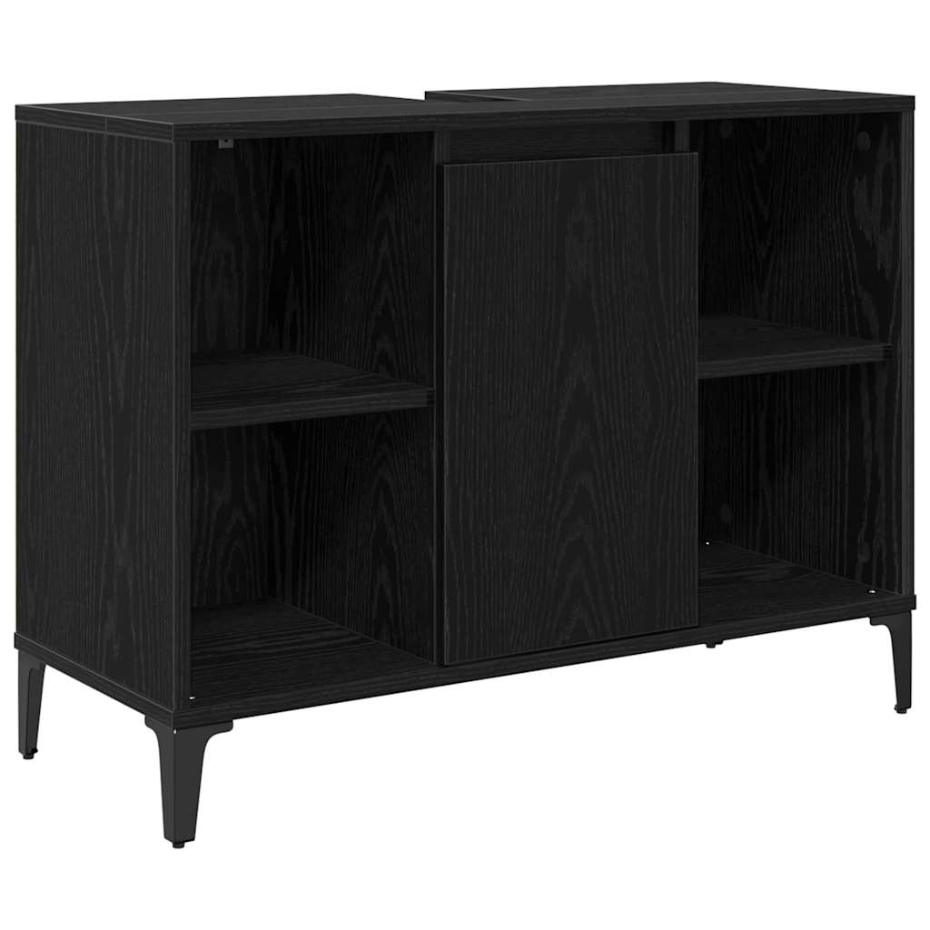 Bathroom Furniture Set 3 pcs Black oak Engineered wood