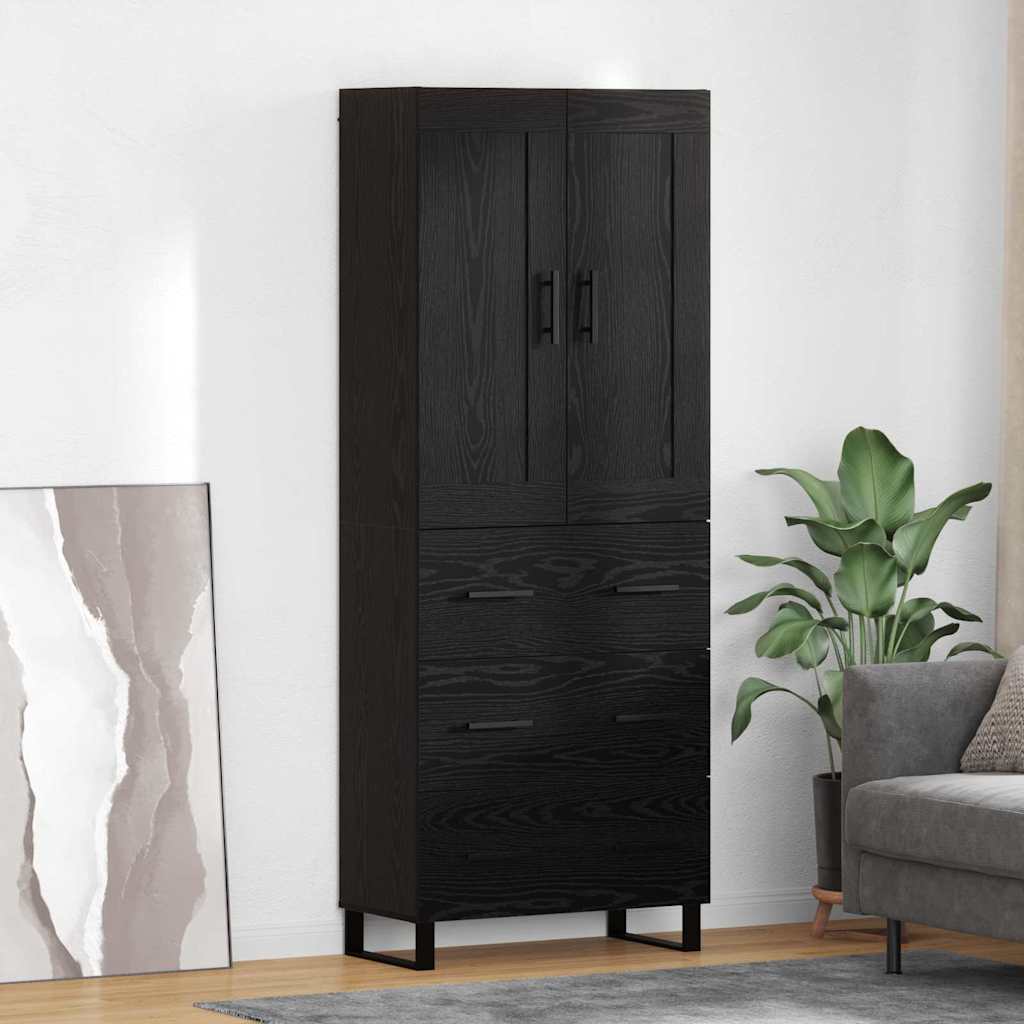 Highboard Black Oak 69.5 x 34 x 180 cm Engineered Wood