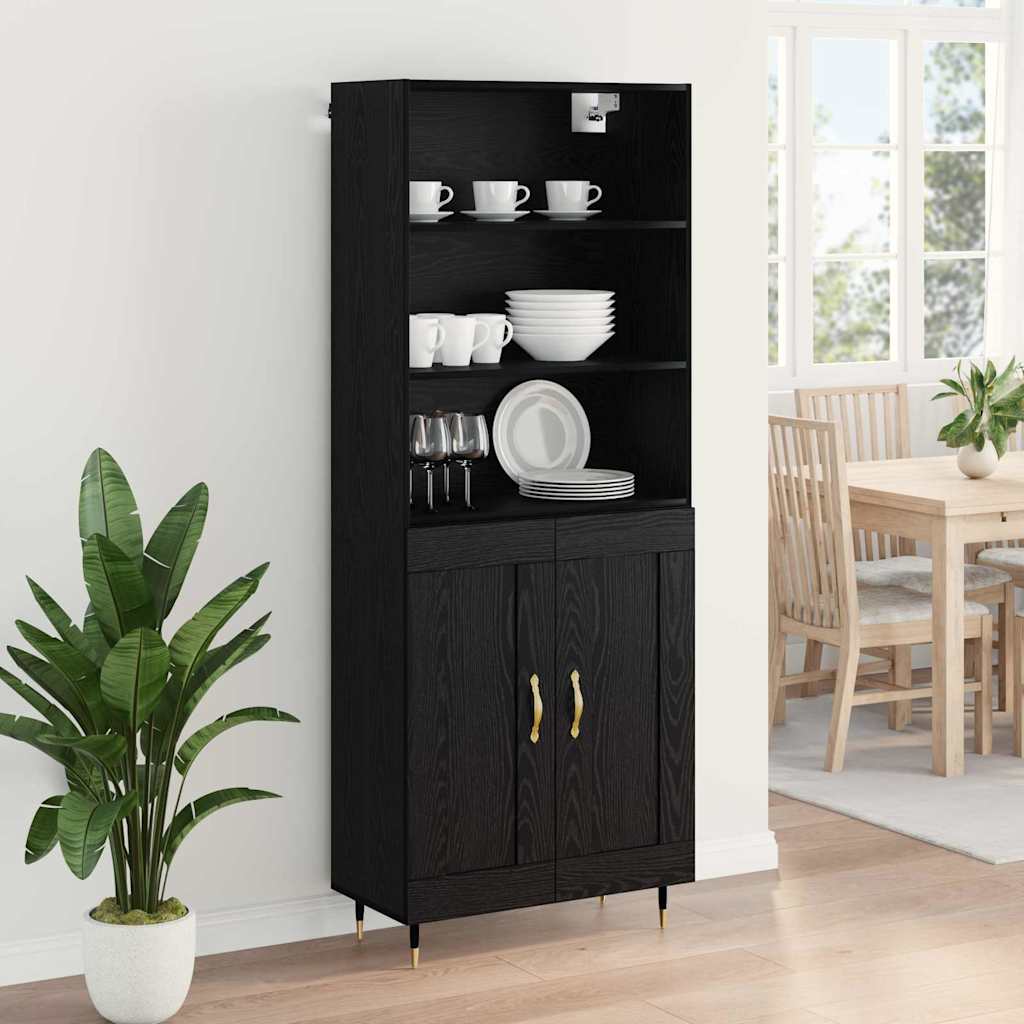 Highboard Black oak 69.5 x 34 x 180 cm Engineered Wood