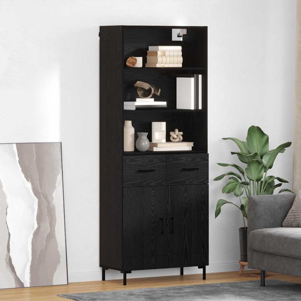 Highboard Black Oak 69.5 x 34 x 180 cm Engineered Wood