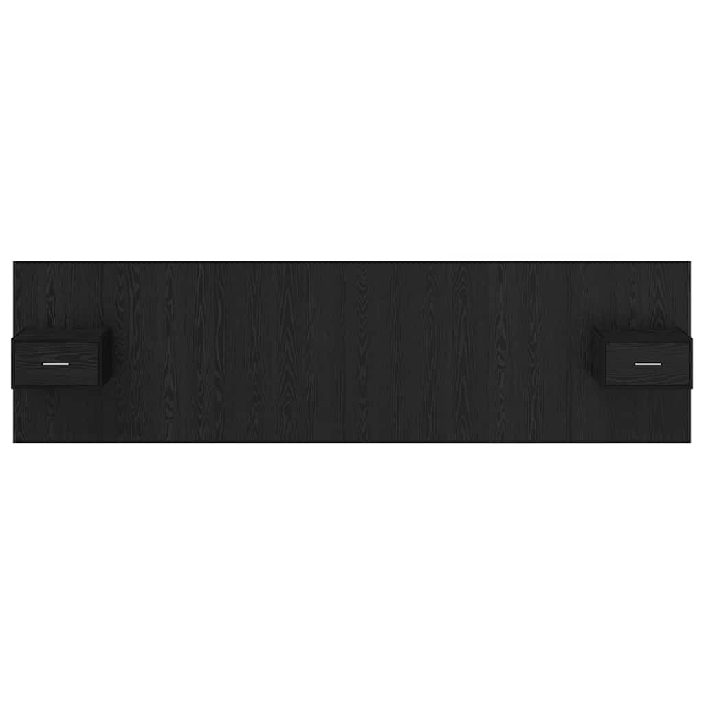 Headboard with Cabinet 3 pcs Black Oak Engineered Wood