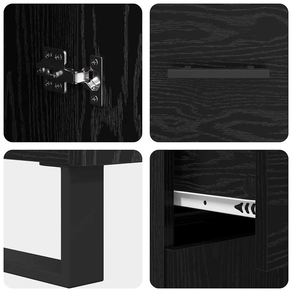 Highboard with Drawer 2 pcs Black Oak 69.5 x 34 x 180 cm