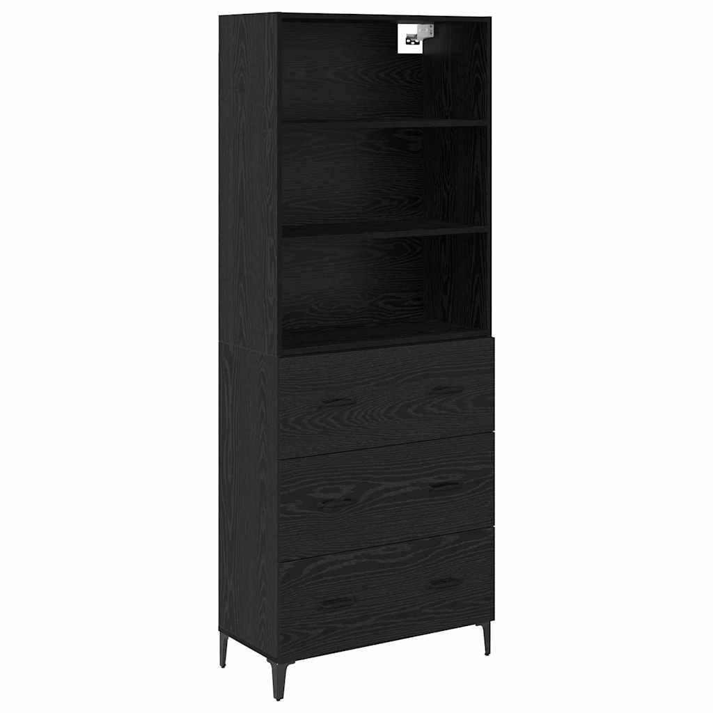 Highboard Black Oak 69.5 x 34 x 180 cm Engineered Wood