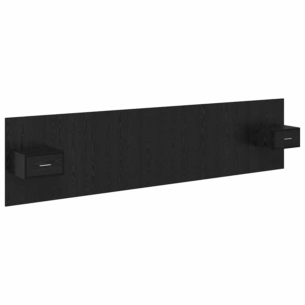 Headboard with Cabinet 3 pcs Black Oak Engineered Wood