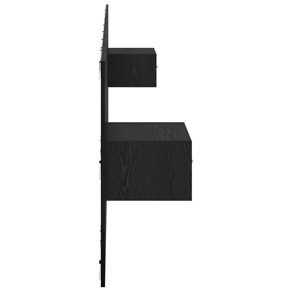 Headboard with Cabinet 3 pcs Black Oak Engineered Wood