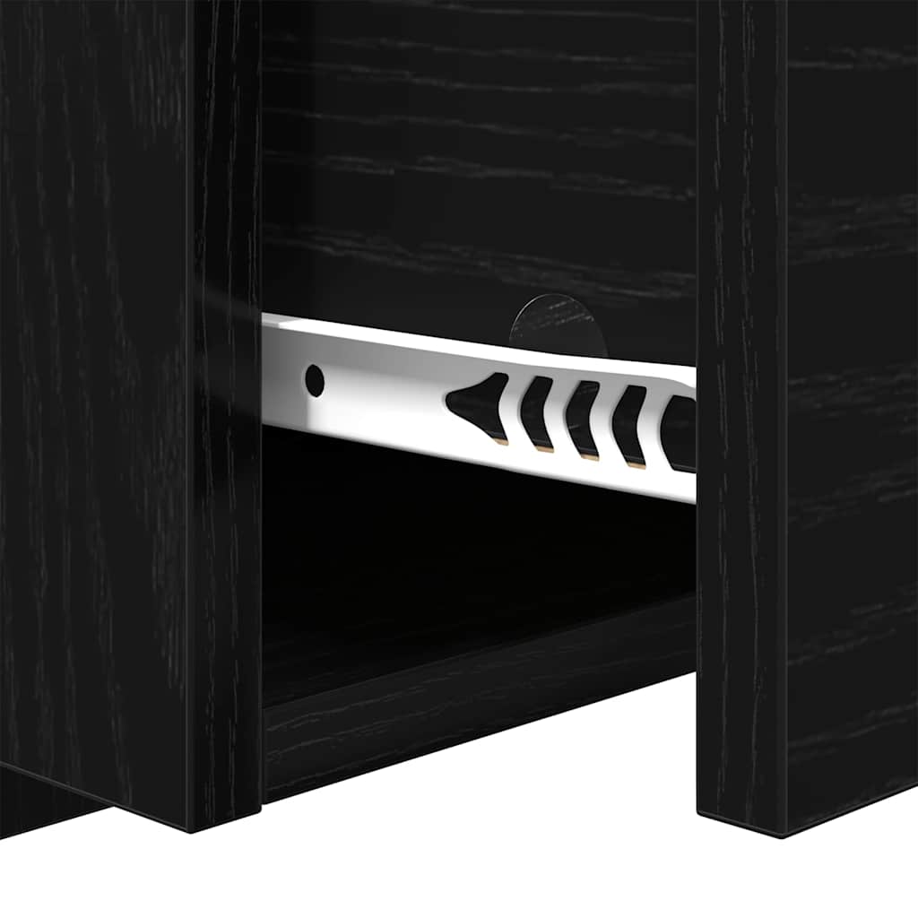 Headboard with Cabinet 3 pcs Black Oak Engineered Wood