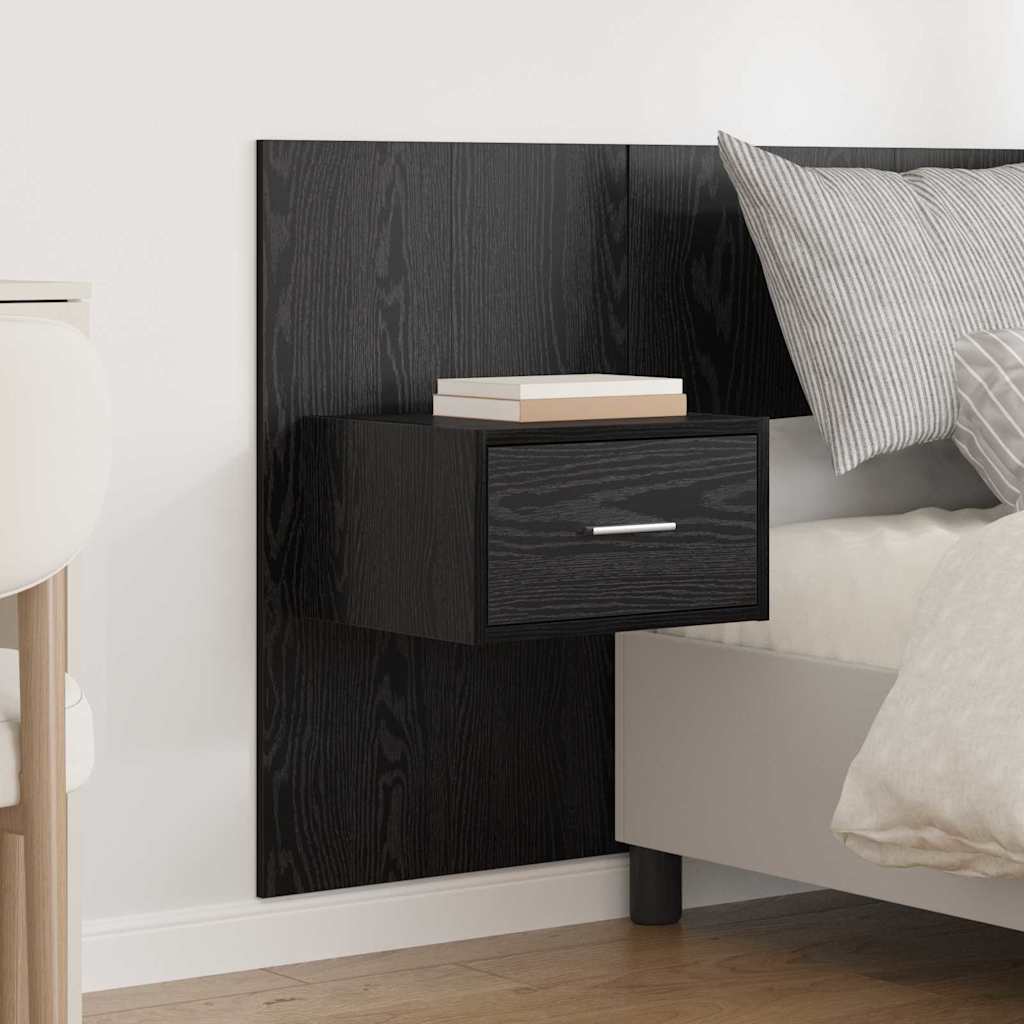Headboard with Cabinet 3 pcs Black Oak Engineered Wood