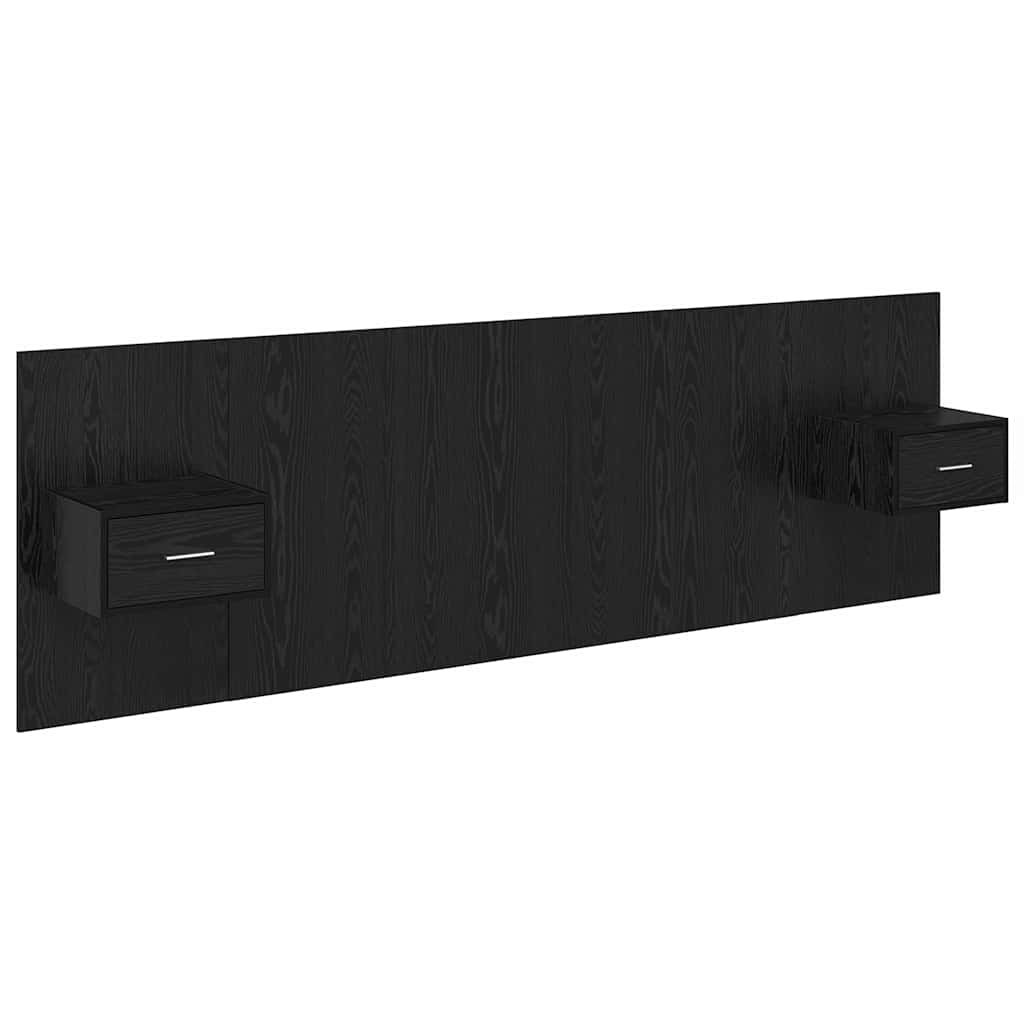 Headboard with Cabinet 3 pcs Black Oak Engineered Wood