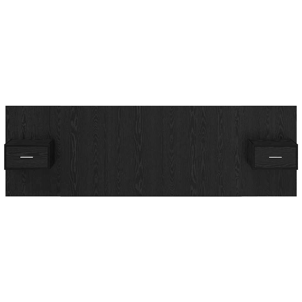 Headboard with Cabinet 3 pcs Black Oak Engineered Wood