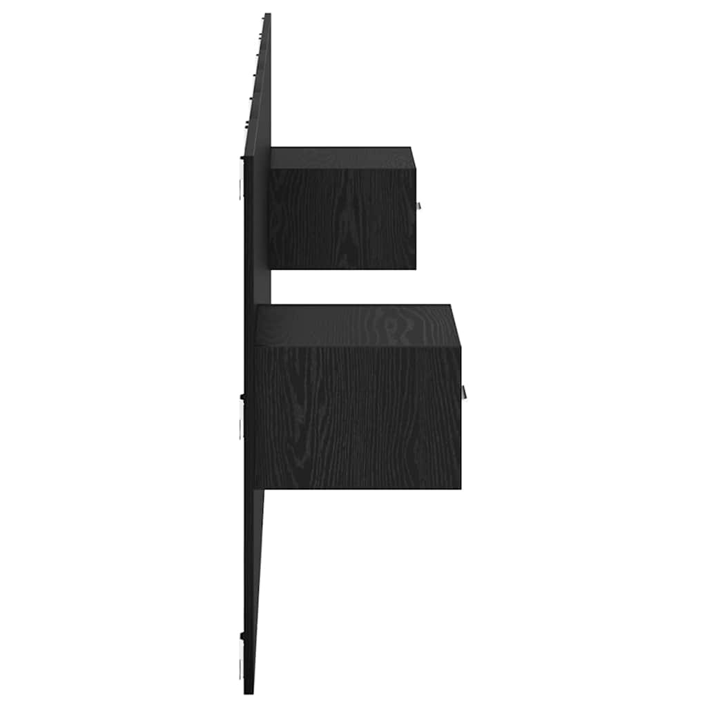 Headboard with Cabinet 3 pcs Black Oak Engineered Wood