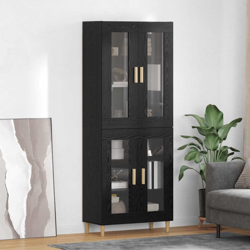 Highboard Black Oak 69.5 x 34 x 180 cm Engineered Wood