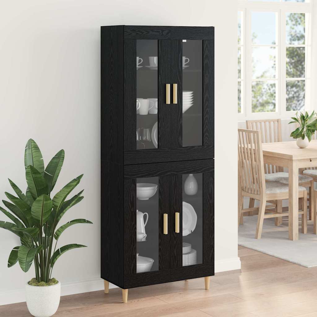 Highboard Black Oak 69.5 x 34 x 180 cm Engineered Wood
