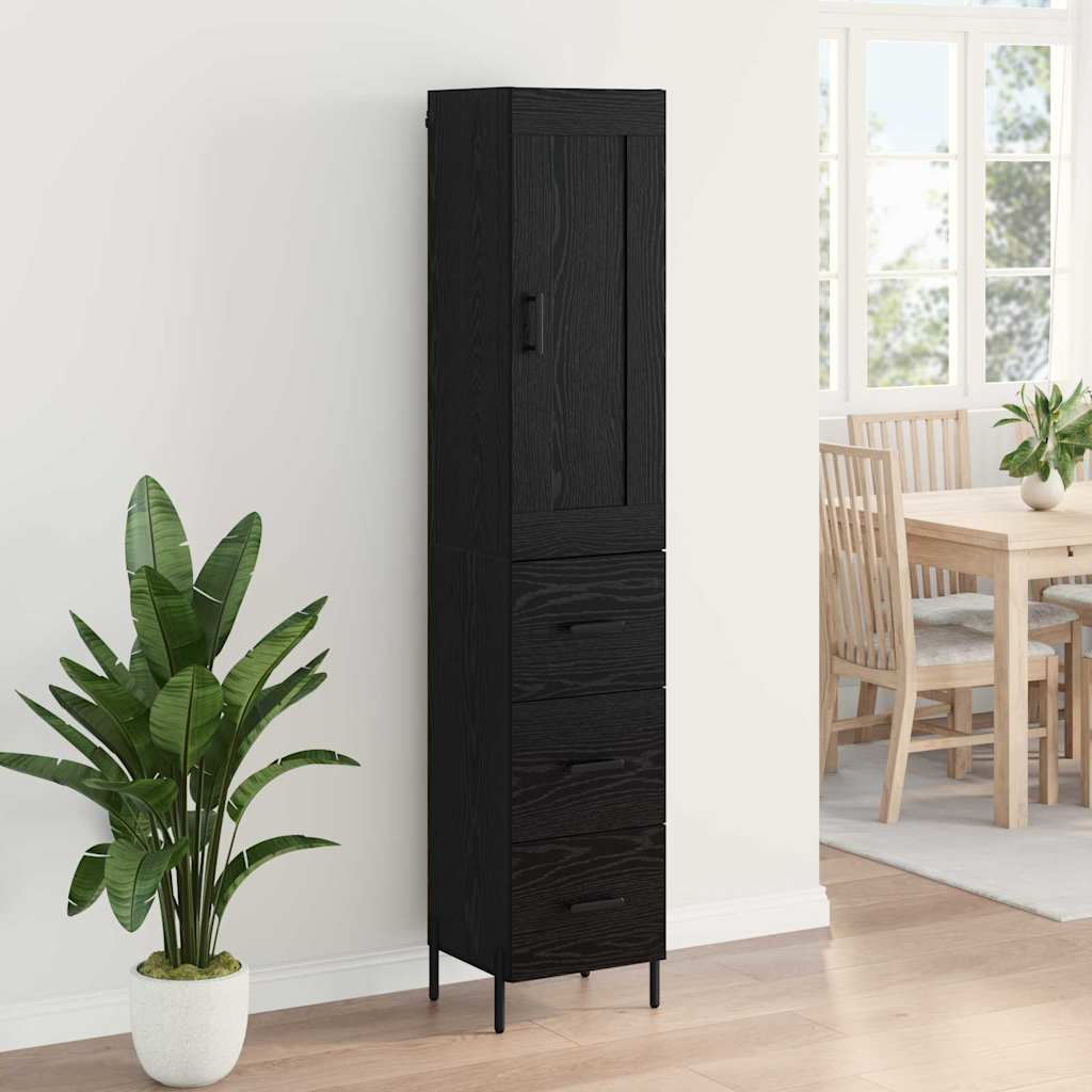 Highboard Black Oak 34.5 x 34 x 180 cm Engineered Wood
